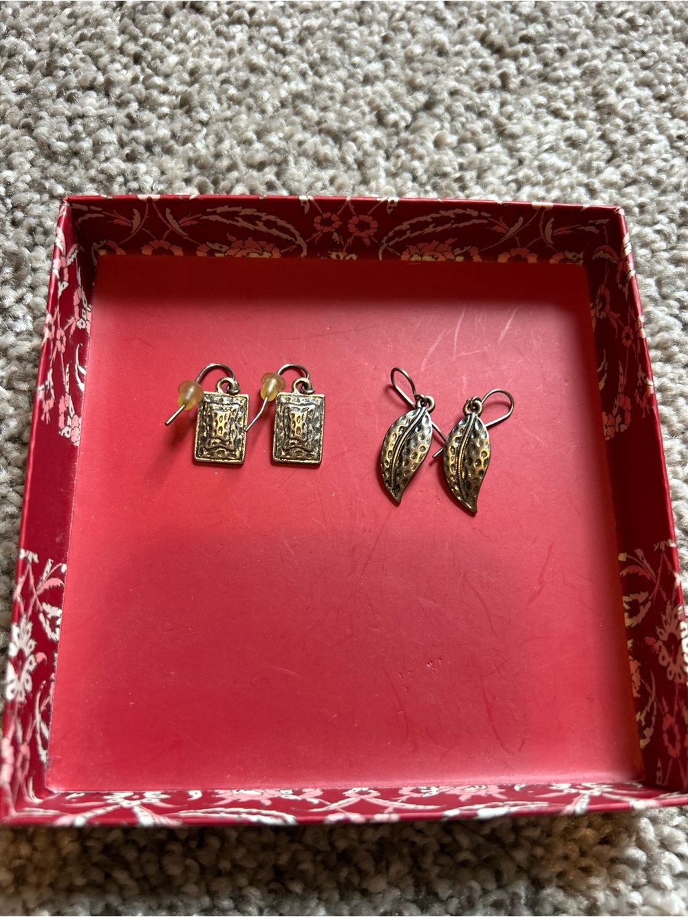 Gold-Tone Leaf & Rectangle Drop Earrings Set - Women Jewelry
